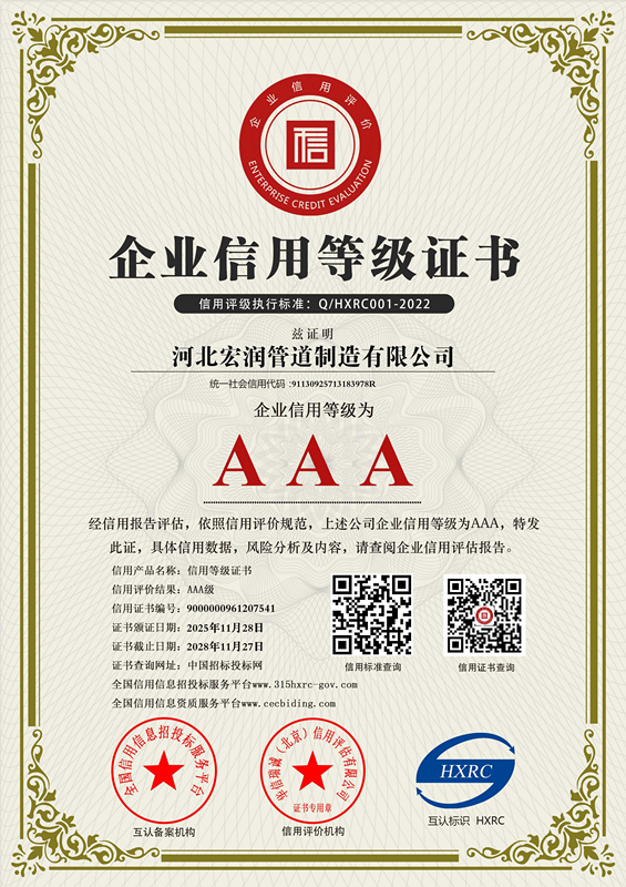 AAA级企业信用等级证书